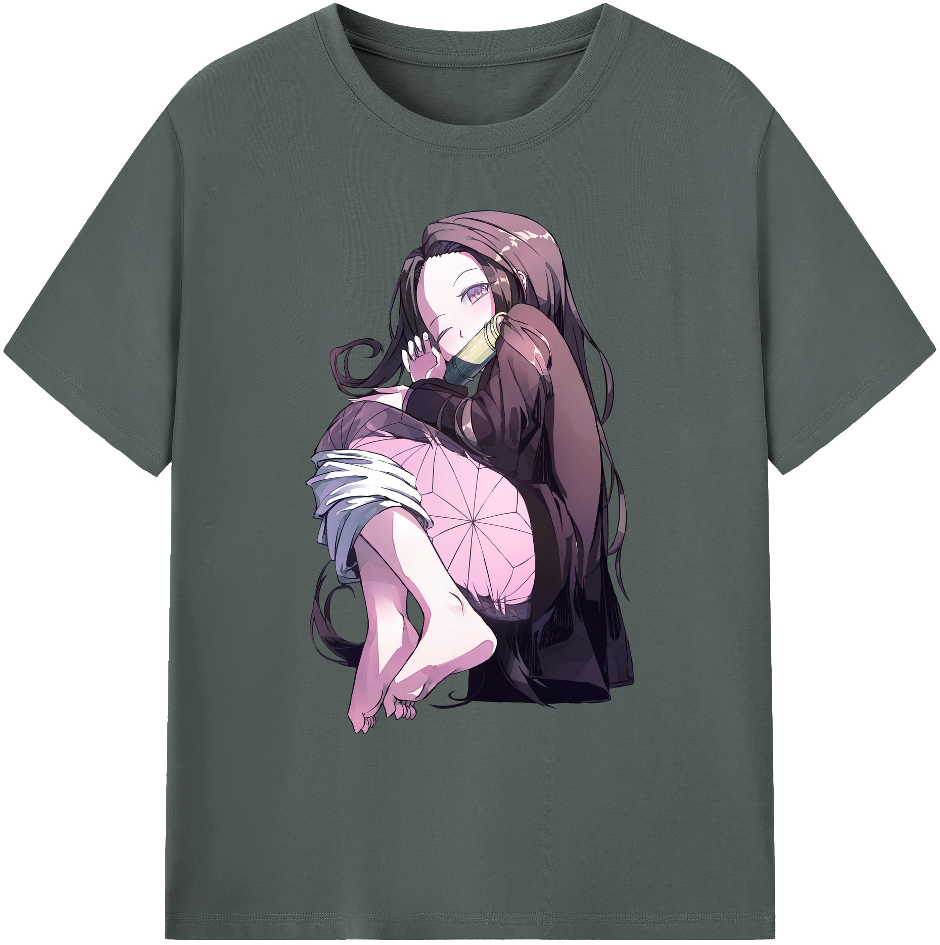（画像用） 鬼滅の刃（きめつのやいば）竈門 禰󠄀豆子／かまど ねずこ Kamado Nezuko 綿100％ メンズ半袖Tシャツ｜肌触りやわらか＆通気性